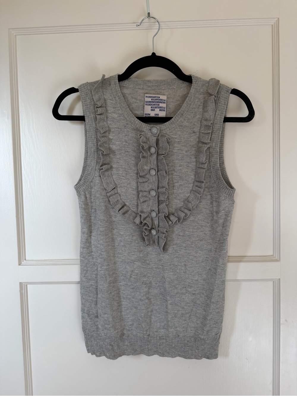 Gray Ruffle-Trim Knit Camisole